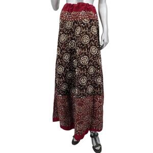 NWOT Vintage 1990s Ornate Indian Cotton Bead Sequin MAXI SKIRT Drawstring Waist